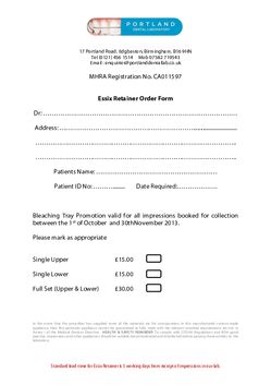 01.10.13 Essix Retainer Promotion Order Form